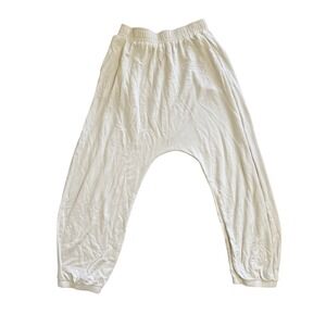 Longway Women Cream Harem Joggers Relaxed Drop Crotch Sweatpants Medium Lounge